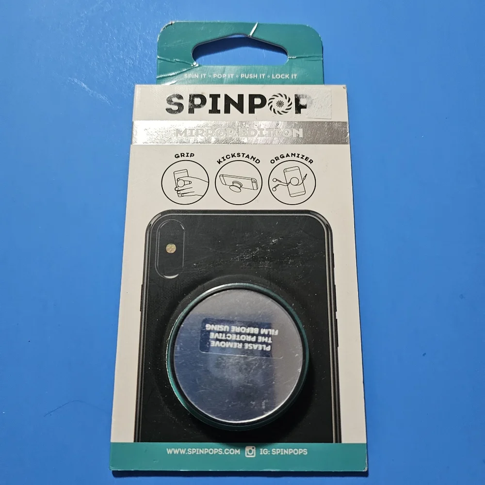 SpinPop: Pop-Up Phone Holder & Stand - SILVER MIRROR